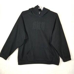 Nevstudio Mens Black Gothic Sun Embroidered Oversized Hoodie XL Streetwear